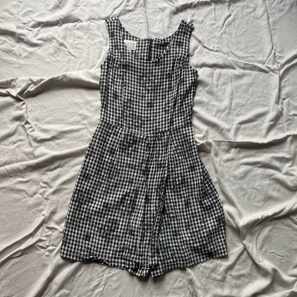 vintage gingham skort romper jumpsuit